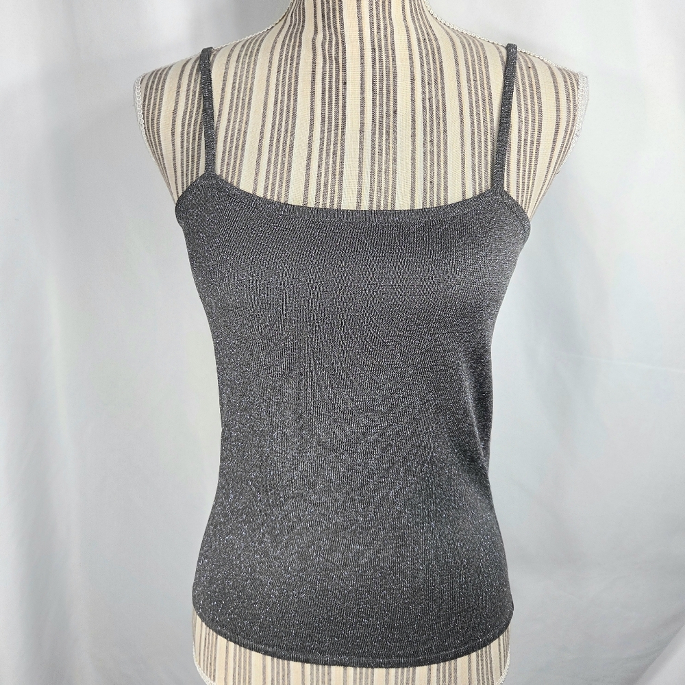 INC International Concepts Grey Silver Metallic Spaghetti Strap Top Petite Small